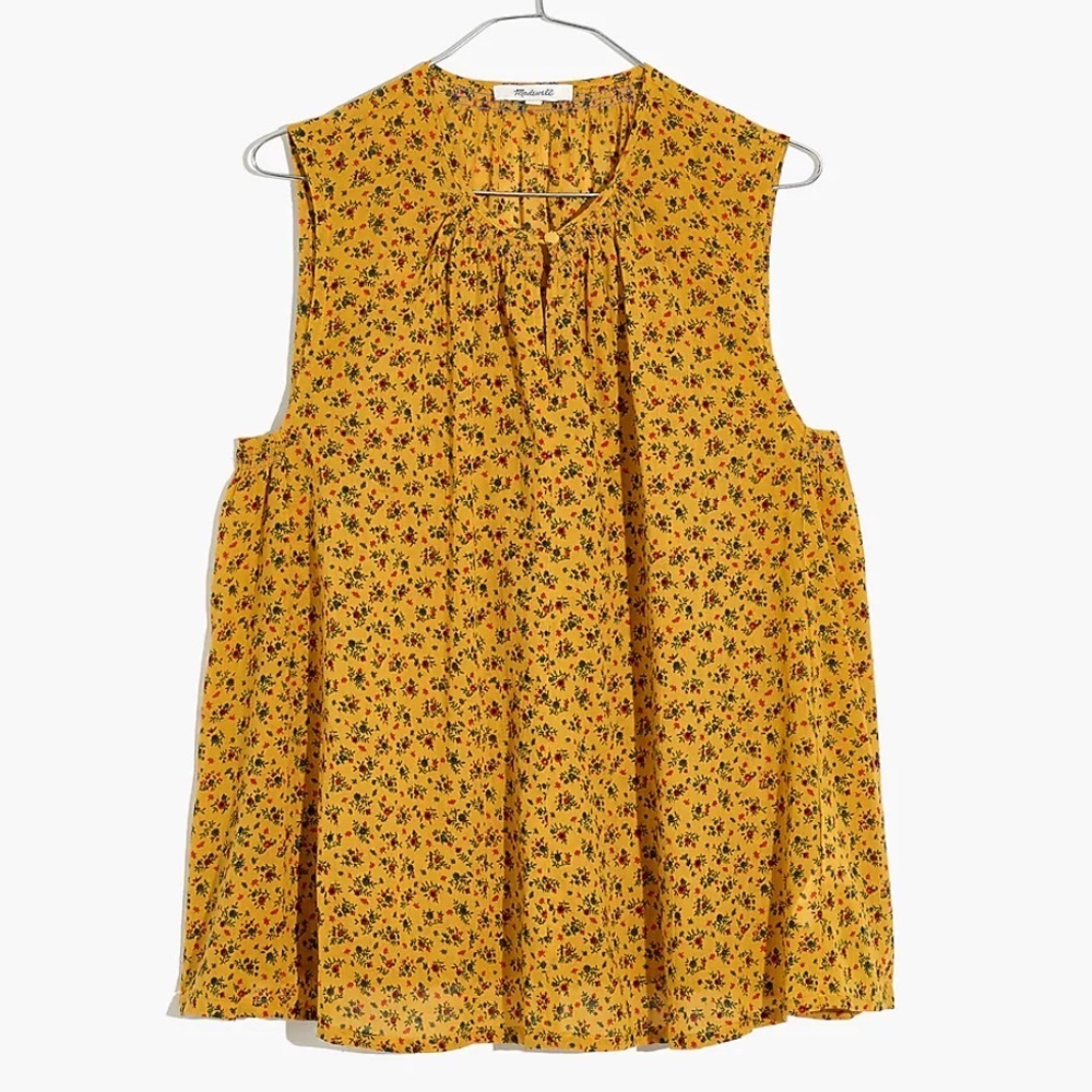 Madewell Shirred Shell Tank in Calico Floral Sleeveless Summer - Picture 3 of 14